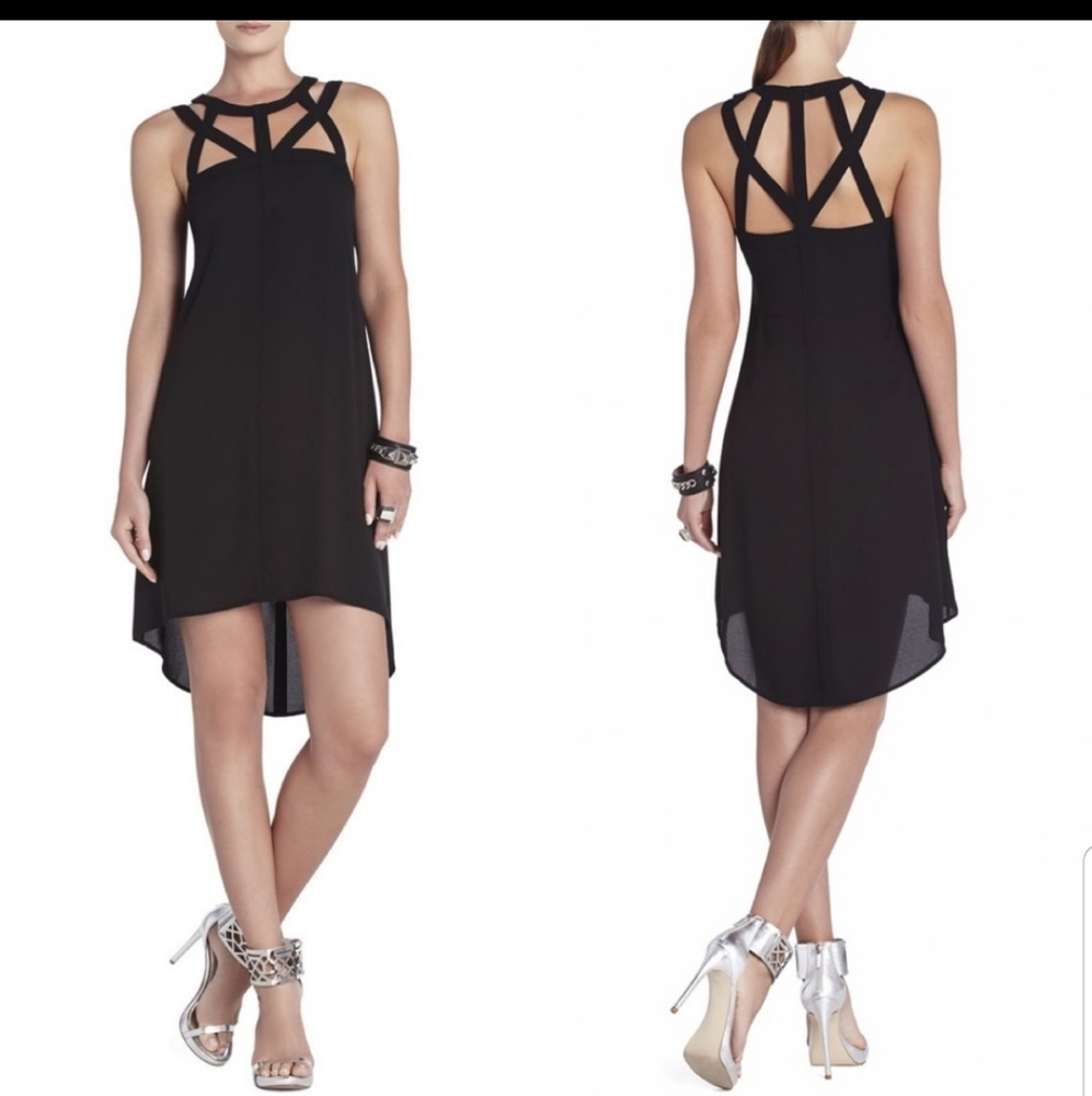 BCBGMAXAZRIA BABETTE black strappy sleeveless flowy dress